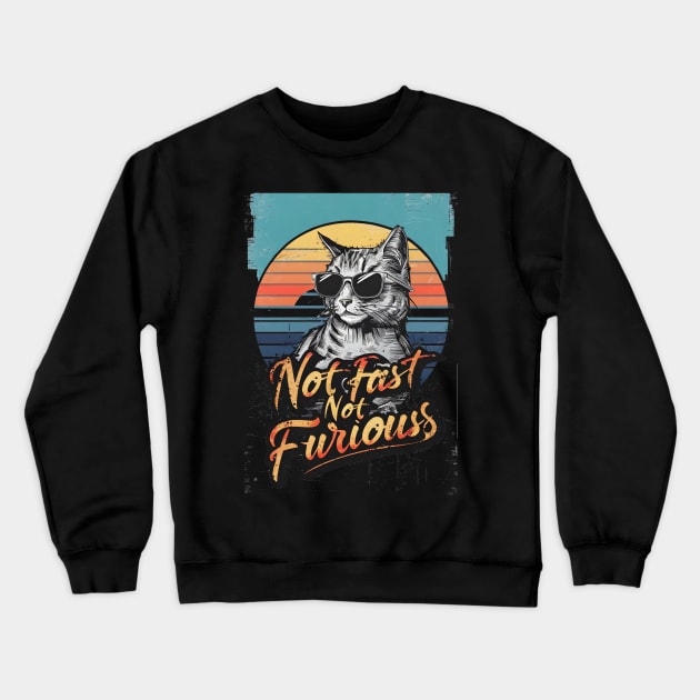 Not Almost Not Furious Lazy Relaxed Cat Crewneck Sweatshirt by Primo Style